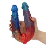 13.78‘’ Colorful Double-Ended Liquid Silicone Anal Plug Dildo - Image 3