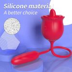 2 In 1 Rose Toy Thrusting Dildo Vibrator With 9 Tongue Licking 9 Thrusting Vibrating - Image 3
