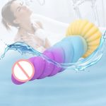 9.05‘’ Colorful Braid Dildo Vibrator Liquid Silicone Anal Plug - Image 5
