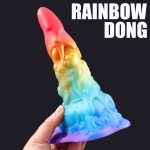 7.48‘’ AIMITEX Rainbow Ice Cream Liquid Silicone Fantasy Dildo Masturbation Massager - Image 2
