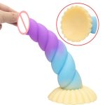 9.05‘’ Colorful Braid Dildo Vibrator Liquid Silicone Anal Plug - Image 4