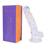 5.5‘’ Jelly Particles Rainbow Transparent Realistic Dildo With Suction Cup - Image 10