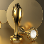 Lurevibe - Pearl Rose Anal Plug Gold Stainless Steel - Image 3