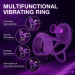 Lurevibe - 3 IN 1 Vibrating Rose Penis Ring with 10 Vibration - Image 3