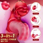 3 in 1 Tongue Thrusting Vibrators Dildo with 10 Licking Clitoral & Swing Mode - Image 2
