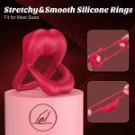 Rose Vibrating Cock Ring with Sexy Lip Clitoris Stimulator - Image 5