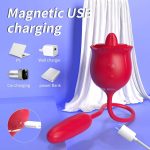 2 In 1 Rose Toy Thrusting Dildo Vibrator With 9 Tongue Licking 9 Thrusting Vibrating - Image 6