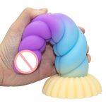 9.05‘’ Colorful Braid Dildo Vibrator Liquid Silicone Anal Plug - Image 3