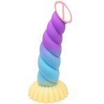 9.05‘’ Colorful Braid Dildo Vibrator Liquid Silicone Anal Plug - Image 7