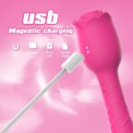 Lurevibe - D3621 Scarlet 3-in-1 Telescopic Sucking And Shocking Handle Rose Vibrator - Image 5