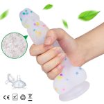 5.5‘’ Jelly Particles Rainbow Transparent Realistic Dildo With Suction Cup - Image 3