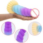 9.05‘’ Colorful Braid Dildo Vibrator Liquid Silicone Anal Plug - Image 2