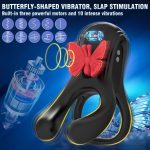 3 in 1 Butterfly Cock Ring 3 Motors 10 Modes Erection Enhancing Vibration Penis Vibrator - Image 2