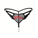 "Love You" Sexy Open Crotch Mesh Underwear With Pearls - Image 8