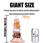 8.86‘’ AIMITEX Gold Silicone Screw Super Thick Penis Butt Plug Anal Sex Toy - Image 7