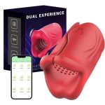 Penis Vibrator 2 in 1 APP Controlled Male Masturbator 9 Modes Lips Wrapping Waterproof - Image 2