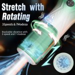 Green Star Rotating Telescopic Vibration Male Masturbator - Image 3