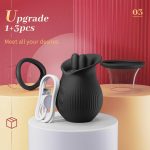 Lurevibe - Rose Romeo - 3in1 Rose Sex Toy with 2 Suction Cups Adult Toys Female Clitoral Nipple Vibrators with 10 Licking Sucking Vibrating - Image 11