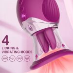 Lurevibe - Rose Sex Toy 4 In1 Tongue Licking Thrusting G Spot Vibrator Clitoral Nipple Sucker Pump Stimulator - Image 3