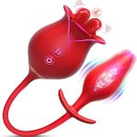Lurevibe - Romeo Double-pistil Tongue-licking Rose Toy With Vibrating Anal Plug