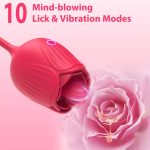 Lurevibe - Rose Female Tongue Licking Egg Jumping Telescopic Masturbation Device Double-headed Vibrating Sex Toy - Image 3
