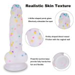 5.5‘’ Jelly Particles Rainbow Transparent Realistic Dildo With Suction Cup - Image 8