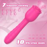Lurevibe - D3621 Scarlet 3-in-1 Telescopic Sucking And Shocking Handle Rose Vibrator - Image 2