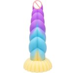 9.05‘’ Colorful Braid Dildo Vibrator Liquid Silicone Anal Plug - Image 8