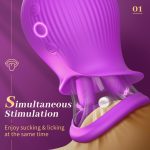 Lurevibe - Rose Romeo - 3in1 Rose Sex Toy with 2 Suction Cups Adult Toys Female Clitoral Nipple Vibrators with 10 Licking Sucking Vibrating - Image 17
