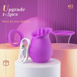 Lurevibe - Rose Romeo - 3in1 Rose Sex Toy with 2 Suction Cups Adult Toys Female Clitoral Nipple Vibrators with 10 Licking Sucking Vibrating - Image 19