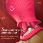 Lurevibe - Rose Romeo - 3in1 Rose Sex Toy with 2 Suction Cups Adult Toys Female Clitoral Nipple Vibrators with 10 Licking Sucking Vibrating - Image 2
