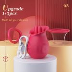 Lurevibe - Rose Romeo - 3in1 Rose Sex Toy with 2 Suction Cups Adult Toys Female Clitoral Nipple Vibrators with 10 Licking Sucking Vibrating - Image 4